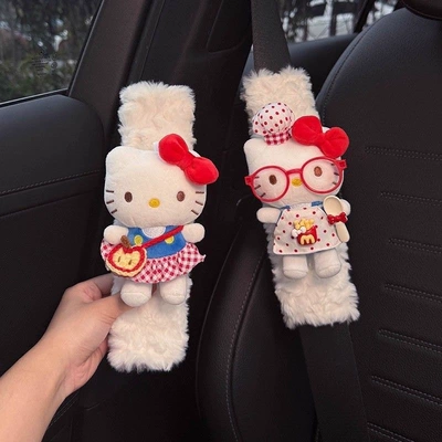 Hellokitty Car Seat Belt Shoulder Pads Car Interior Decoration Anti-Wear Clothing Couple Pair Christmas and New Year (Seat belt shoulder pad) - apple-apron-kt-spoon-glasses-kt-15cm
