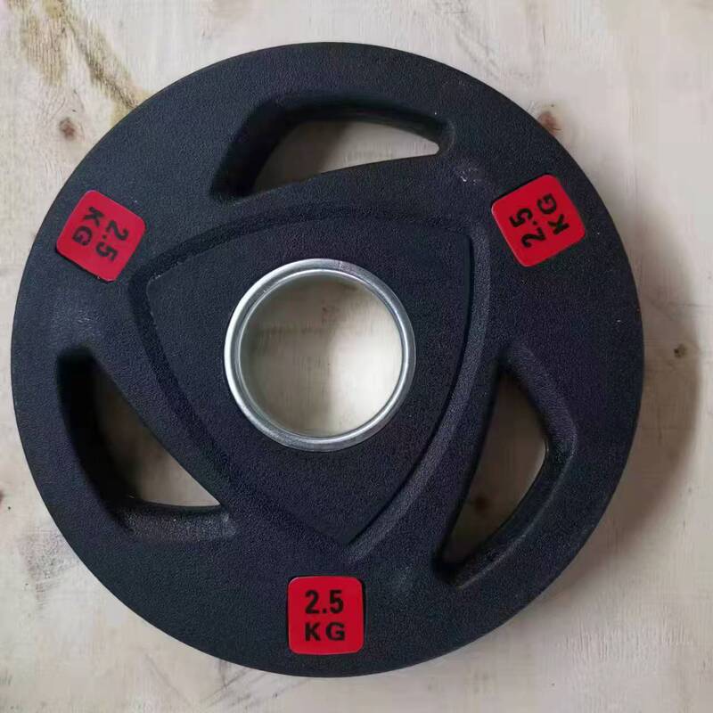 厂家直销飞铃片包胶杠铃片商用家用大孔举重手抓片橡胶铸铁健身|undefined