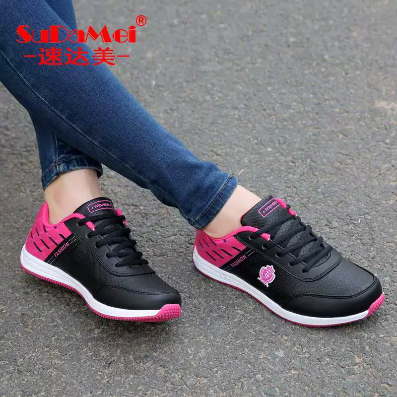 Suda Mei, женская обувь на плоской подошве, весенние студенческие кроссовки для бега, женская дорожная повседневная обувь, кожаные непромокаемые туфли с одной волной