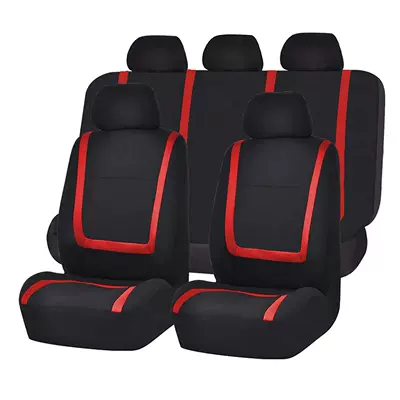 General Motors Five-Seater Polyester Fiber Patchwork Car Seat Covers for Export to Russia, Mexico, and the United States (Universal seat cover) - red-9-piece-set-five-seats