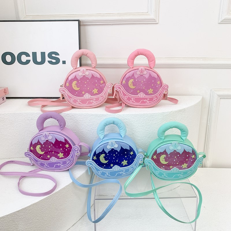 Bolsa de princesa infantil creativa 2025 nueva moda luna cama de caricatura animada niña portátil bolsa de tramo inclinada