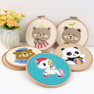 2021新款戳戳繡繡刺繡diy材料包手工毛線戳繡套裝手工課自繡禮物