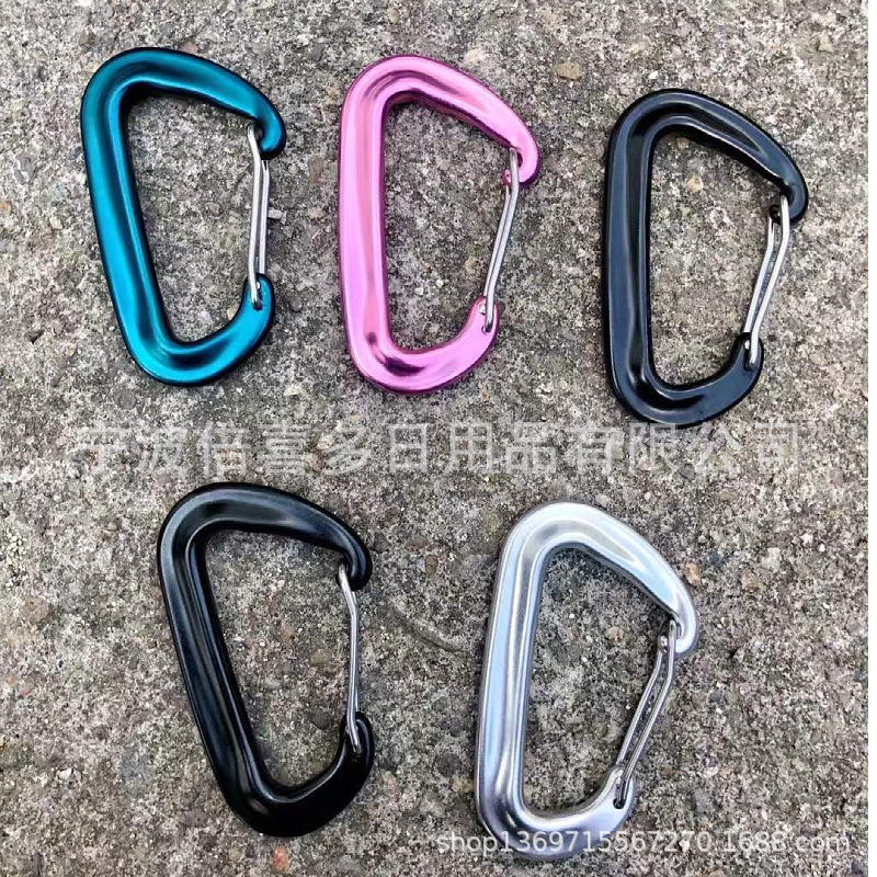 High-Quality No. 8 D-Shaped Flattened Carabiner Iron D-Shaped Electrophoresis Black Hammock Hook Yoga Swing Rope with Hook