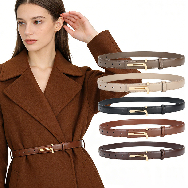 Manufacturer Wholesale Women's Leather Belts, Black Belts for Students, Korean Style Versatile Decorative Jeans Belts, One-Piece Drop Shipping
