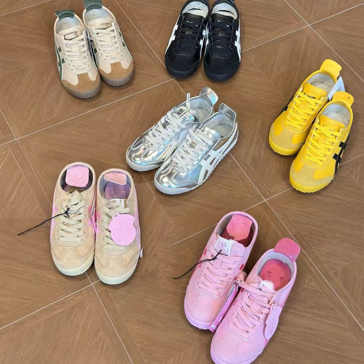 莆田鬼冢虎Mexico Deluxe 66 皮面手工休闲板鞋复古荔枝纹女板鞋