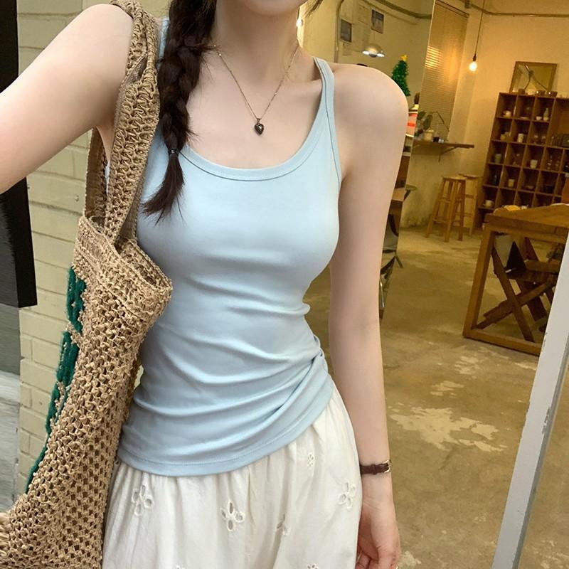 in stock Thai Sweet and Spicy Pink Pure Cotton Sleeveless Camisole Women's Commuter Summer New Music Festival Wear Spice Girls