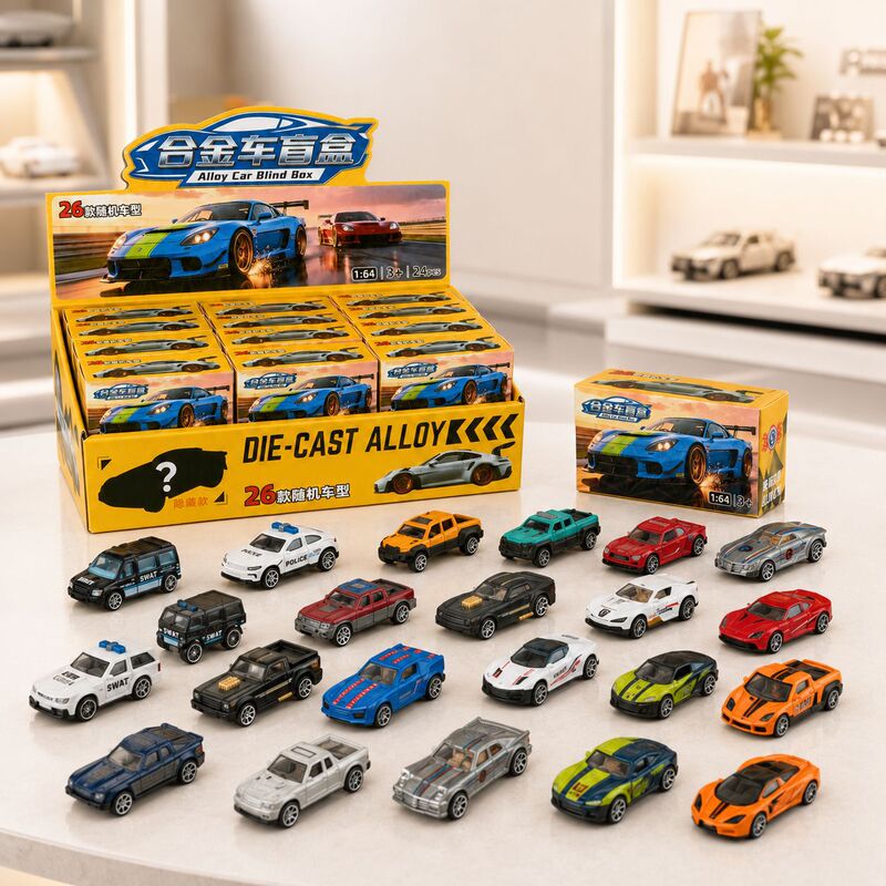 Alloy car blind box 1:64 scale simulation sports car model children's surprise blind box arcade points gift supply