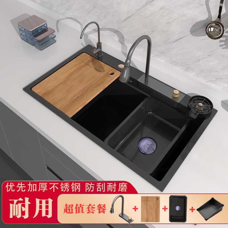 Fregadero Artesanal de Cocina 304 de Acero Inoxidable, Recubrimiento Nano, Relieve, Monotanque