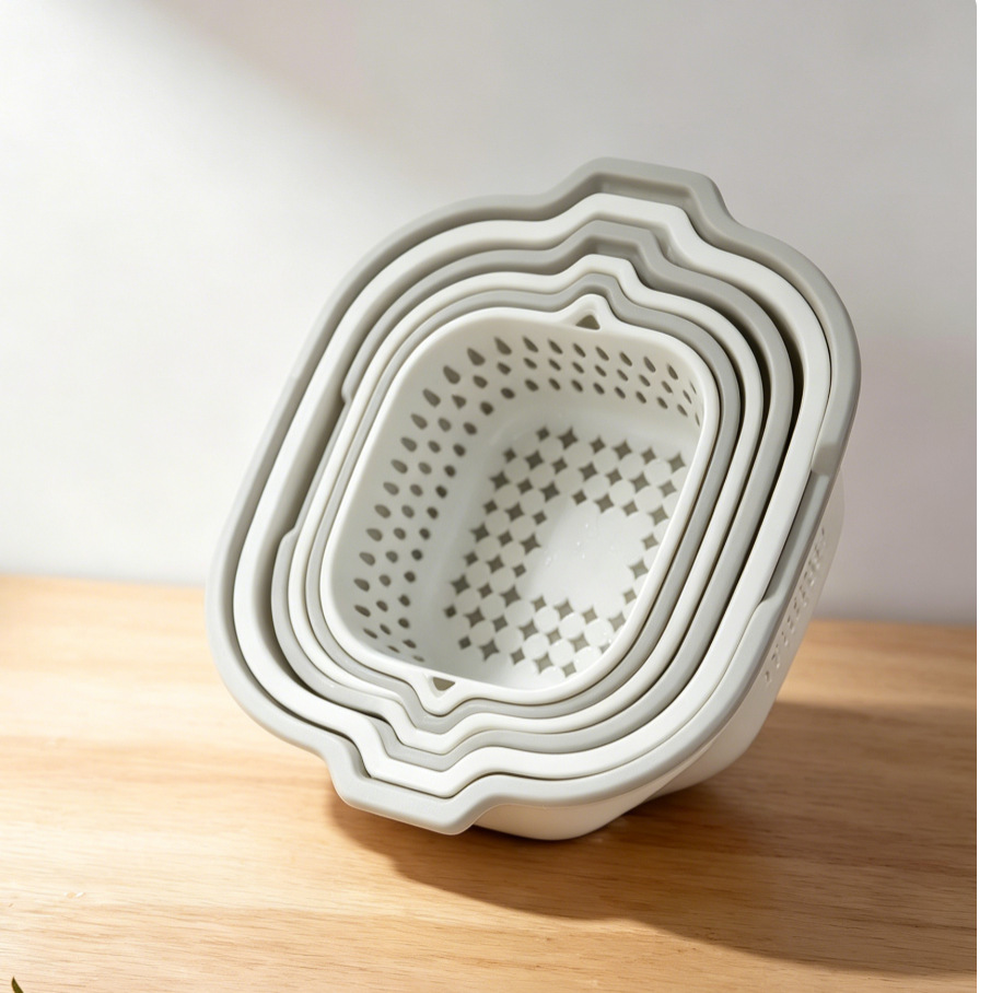 Cocina casera de doble capa, lavabo, canasta de drenaje, canasta de verduras, canasta de verduras, mesa de centro, plato de frutas en la sala de estar, fruta de lavado