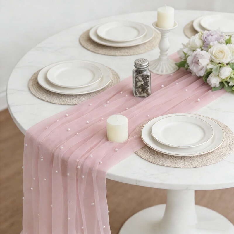 Pearl Gauze Table Runner Wedding Aisle Decoration Kitchen Hotel Restaurant Tablecloth Bridal Veil Cross-Border Wholesale Pearl Gauze Table Runner Wedding Aisle Decoration Kitchen Hotel Restaurant Tablecloth Bridal Veil Cross-Border Wholesale