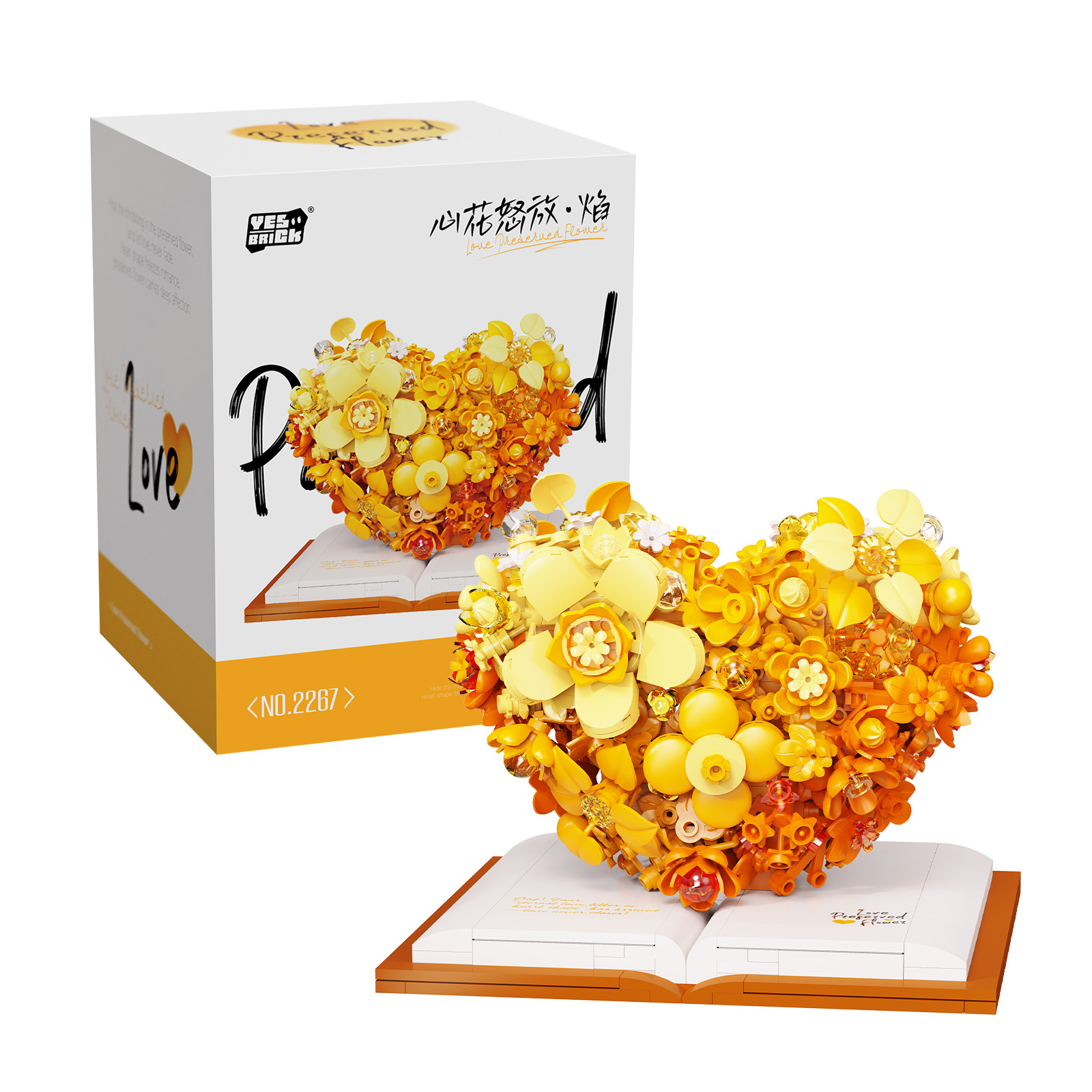 Bloques de Construcción de Flores en Forma de Corazón 2265-8 de Plástico ABS