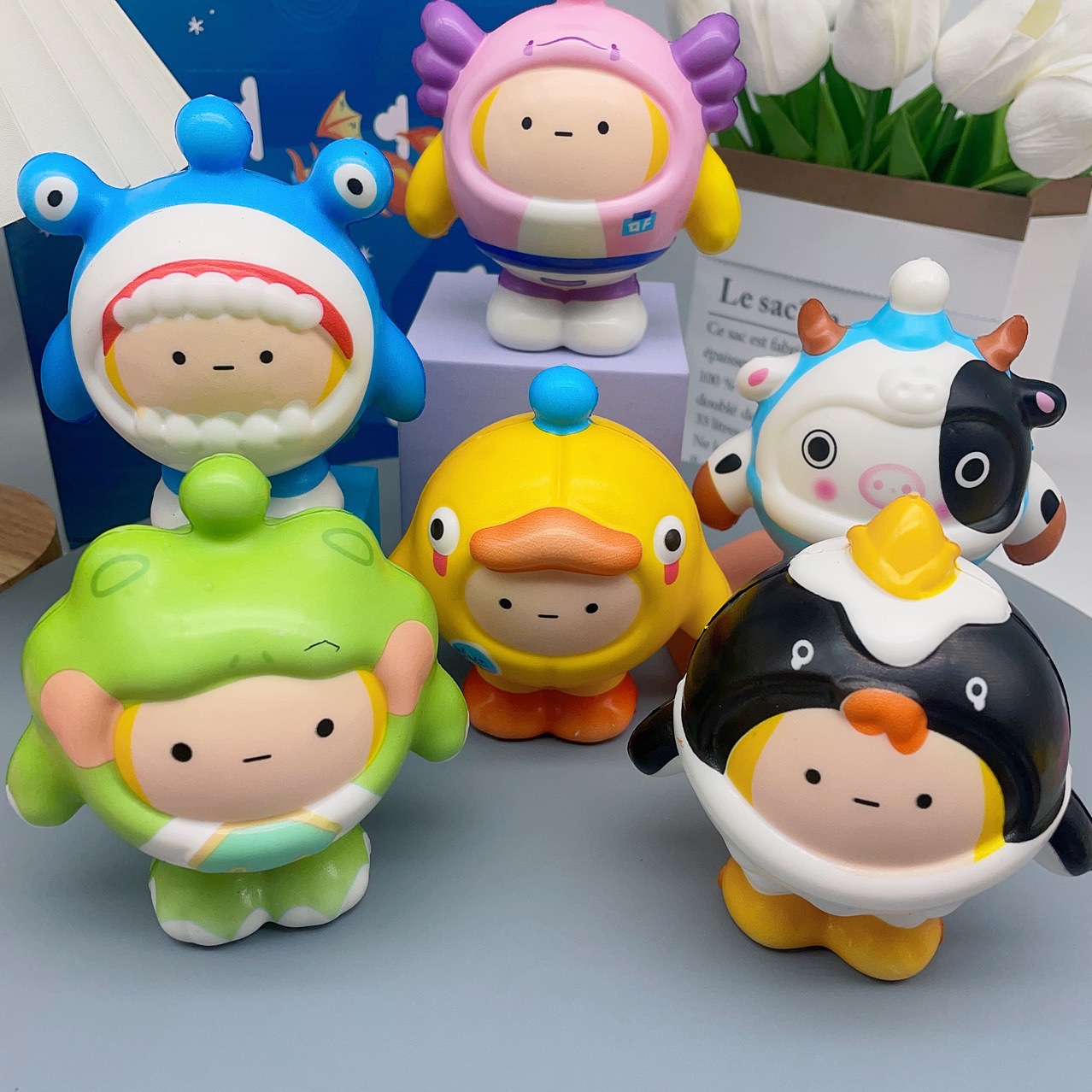 Nueva pU de rebote lento lindo huevo de descompresión pellizcando música juguete de ventilación muñeca de regalo de alto rebote para niños