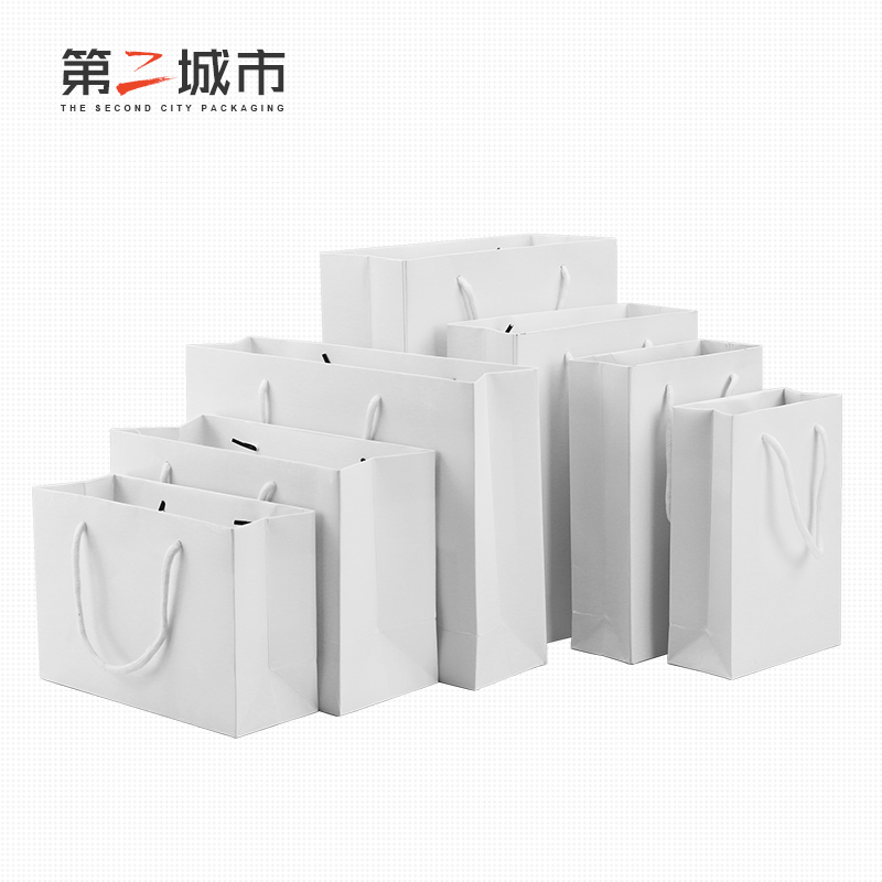 礼品纸袋白色通用手提纸袋礼品包装袋子服装白卡纸袋加厚简约