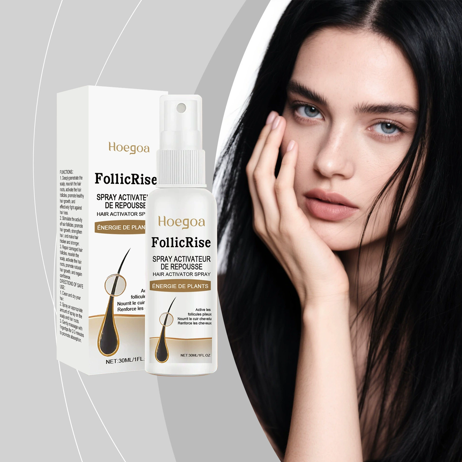 HOEGOA Спрей для ухода за волосами Ежедневный мягкий увлажняющий уход Массаж волос Питательный уход Спрей для волос