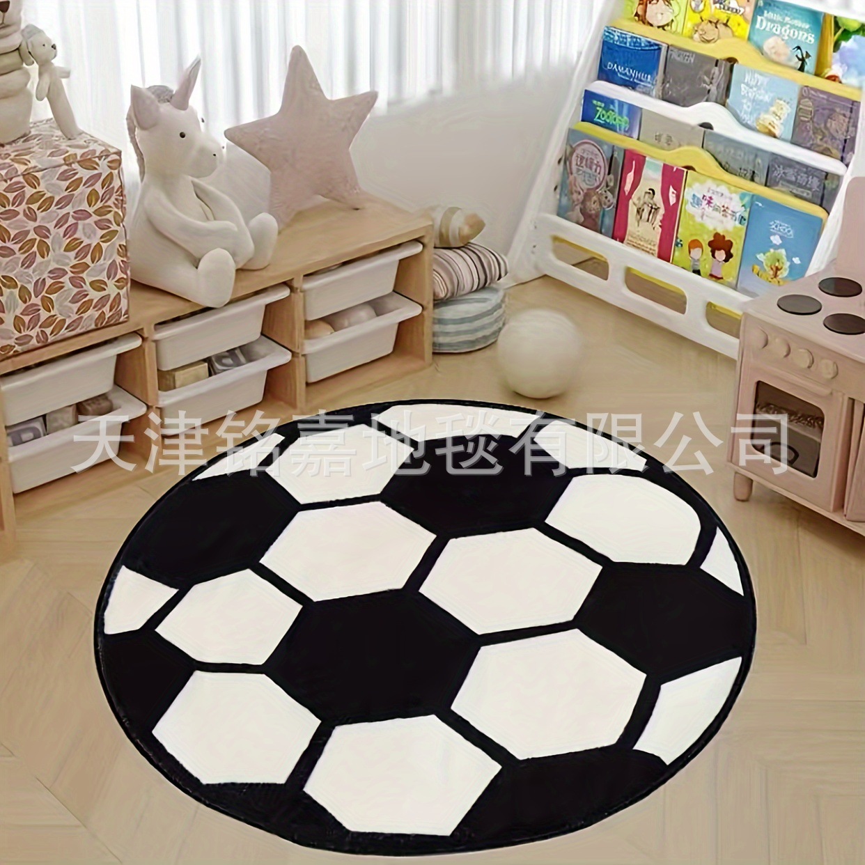 어린이 방 카펫 완전히 덮여 둥근 축구 바닥 매트 홈 거실 아기 게임 담요 얼룩 방지 크리스탈 벨벳 미끄럼 방지 매트