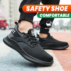 Cross-border new woven anti-smashing and anti-piercing work safety shoes with reinforced toe cap, Kevlar, lightweight and comfortable construction work shoes.