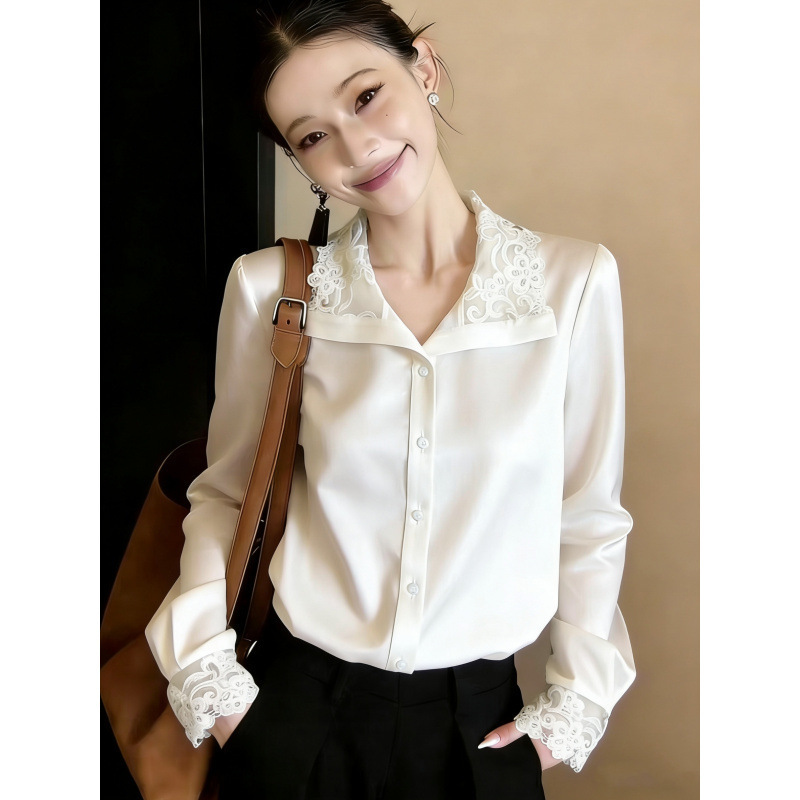 New Versatile Satin Commuter Shirt with Easy-Care Properties for Women, 2026 Spring New Lace Formal Occasion Top New Versatile Satin Commuter Shirt with Easy-Care Properties for Women, 2026 Spring New Lace Formal Occasion Top