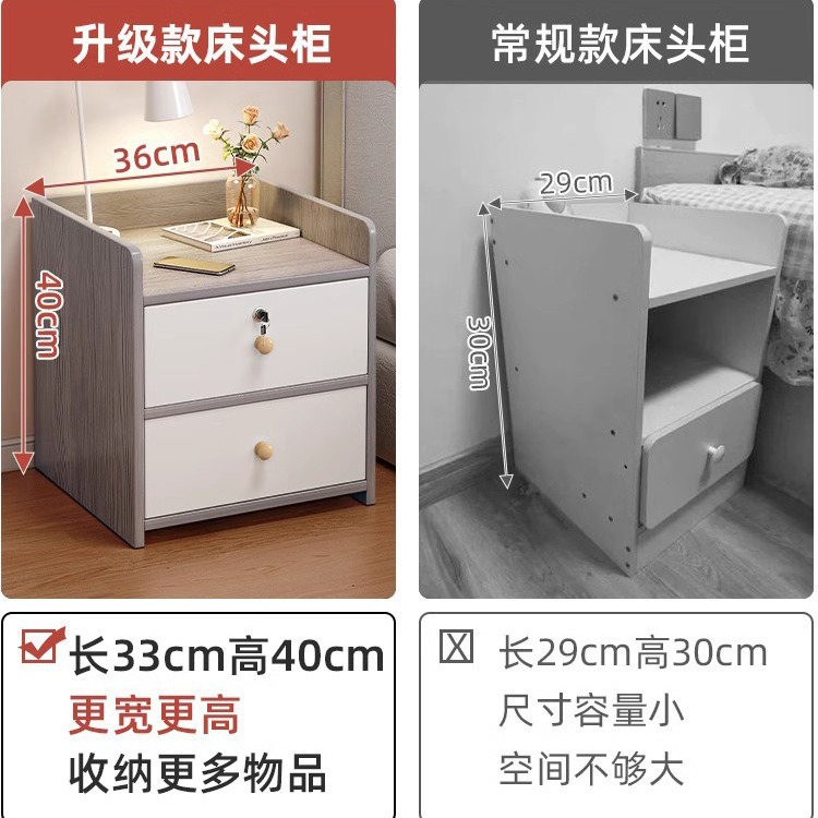 Mesita de noche, lujo ligero, sensación de alta gama, dormitorio minimalista moderno, pequeño armario junto a la cama, almacenamiento, doble bomba, mesita de noche con cerradura