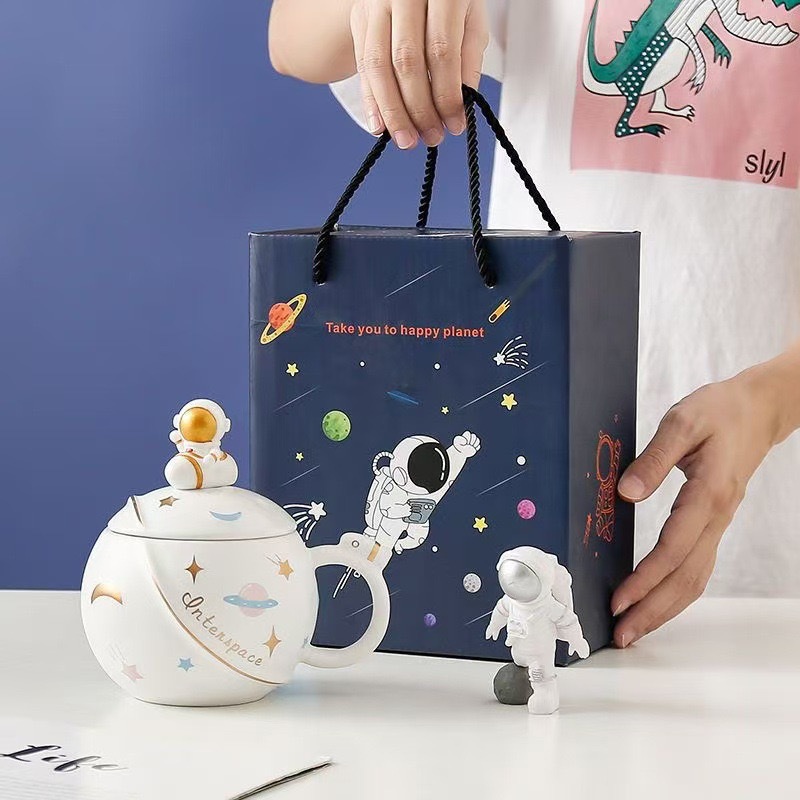 Ceramic Planet Mug With Lid Creative Coffee Cup For Couples Gift_voghion.com
