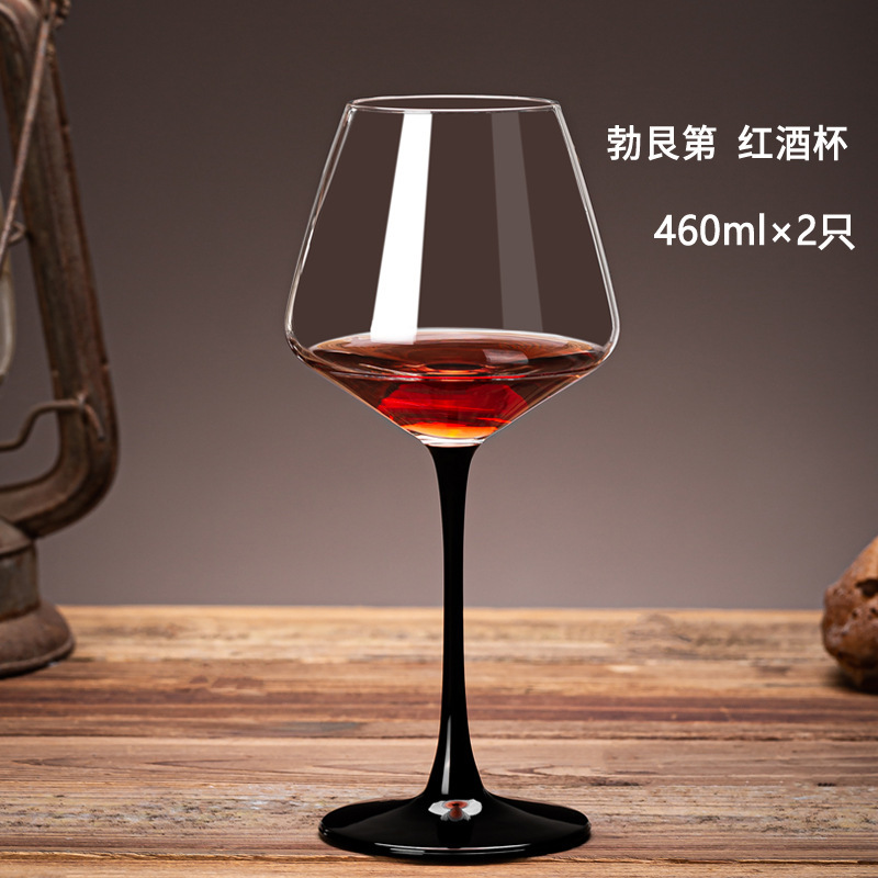 Manzana verde doméstica de alto valor de visualización borgoña taza de vino sin plomo de cristal de alta calidad gran vientre conjunto de tazas de pies altos