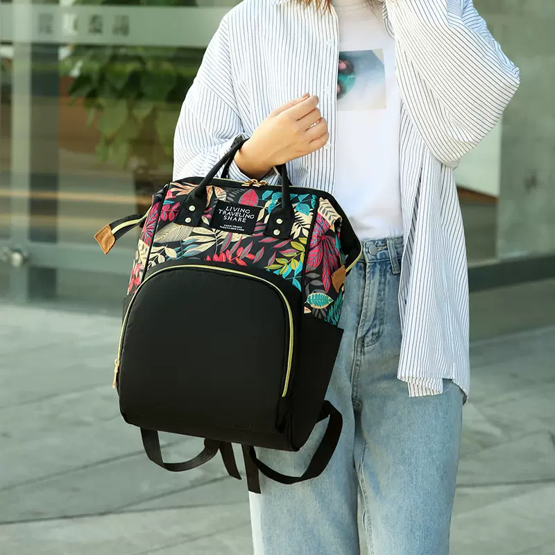 2021新款韩版潮流印花妈咪包 双肩 户外休闲时尚多功能外出母婴包