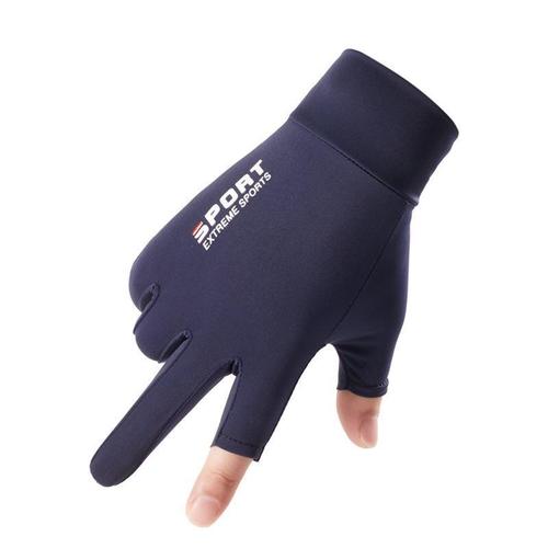 Ice Silk Gloves Men's Summer Two Fingers Takeaway Cycling Driving Outdoor Sunscreen Thin Gloves Xinji Cross-Border A34B