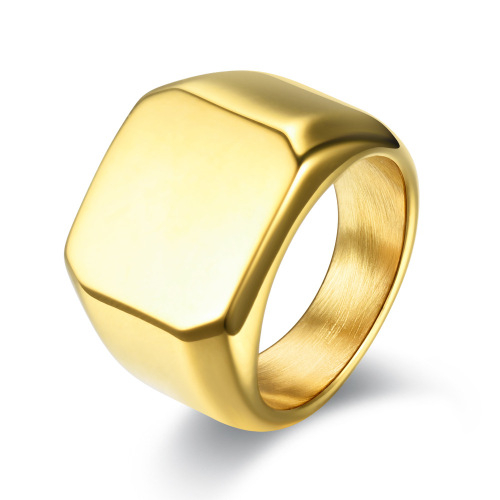 European and American men's rings, square solid smooth titanium steel rings, stainless steel rings that can be engraved with LOGO
