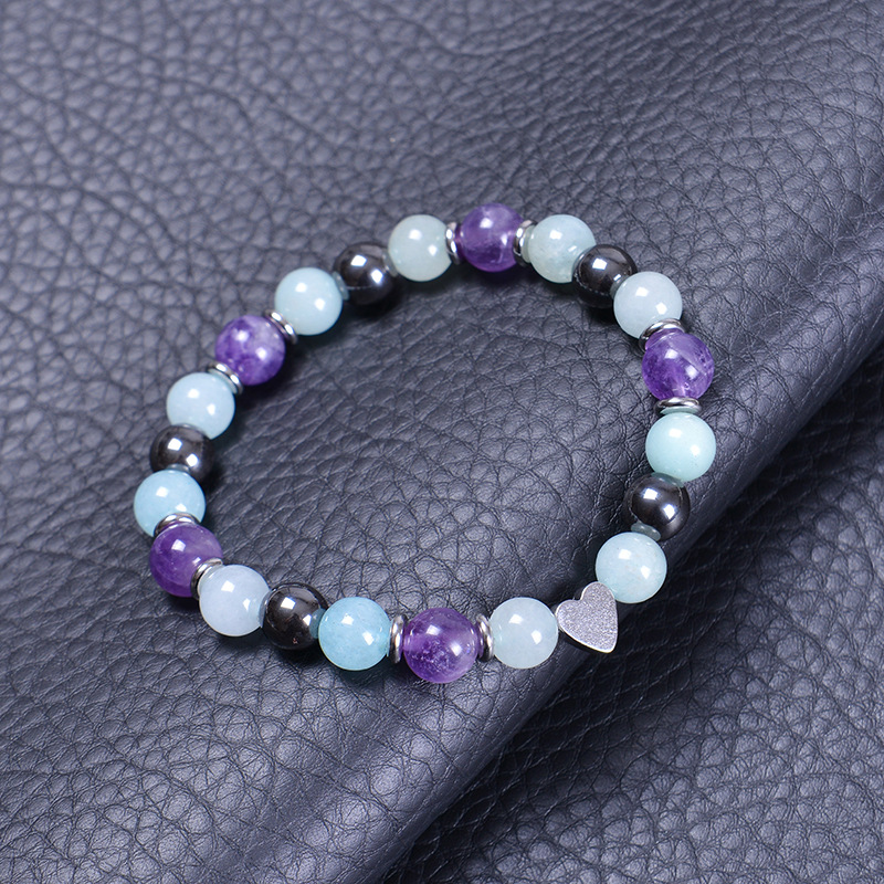 Retro Heart Shape natural stone Agate Beaded Bracelets 1 Piece