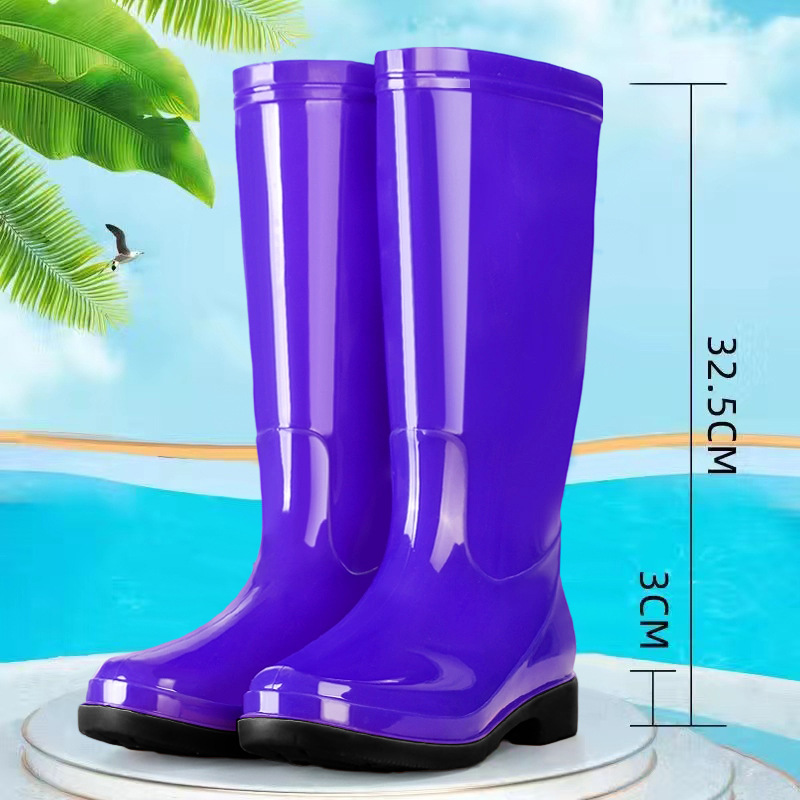 Zapatas de lluvia de mujer, zapatos de agua de alto cilindro, zapatos de goma de protección contra el trabajo, bonitas botas de agua, cocina para adultos