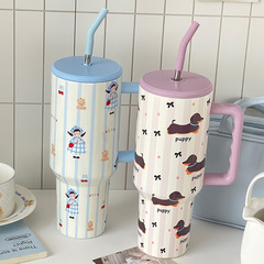 オリジナルデザインポータブル保温カップカップルカップ大容量高颜値夏かわいいステンレスカップ