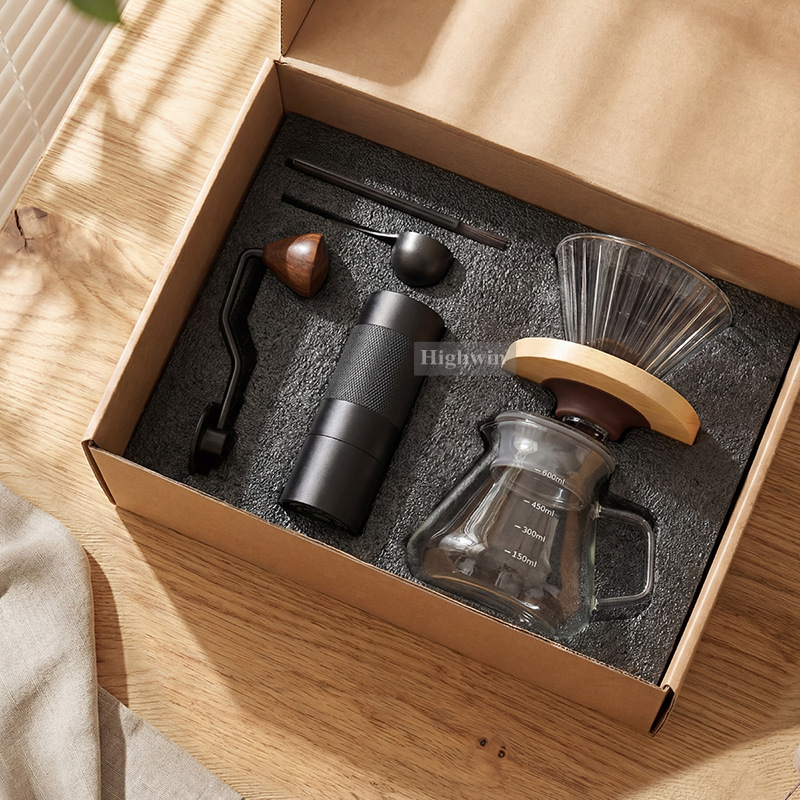 Kaiyu molino de frijoles de acero conjunto de café de lavado de mano boutique cafetería casera campista caja de regalo de lavado de mano personalizada
