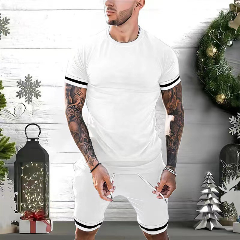 Zweiteiliges Herren-Set aus Kurzarmshirt und Shorts, sportlich-lässig, für Jugendliche_voghion.com