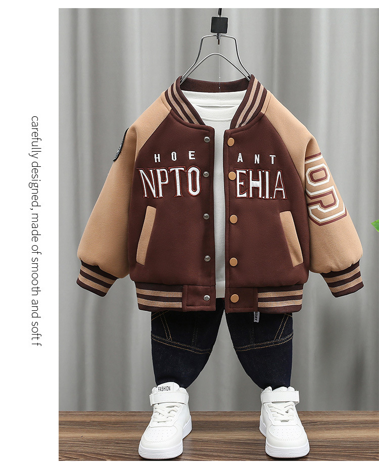 Boys' knitted baseball jacket spring autumn, Korean version, children's handsome and trendy cool top, versatile clothes_voghion.com