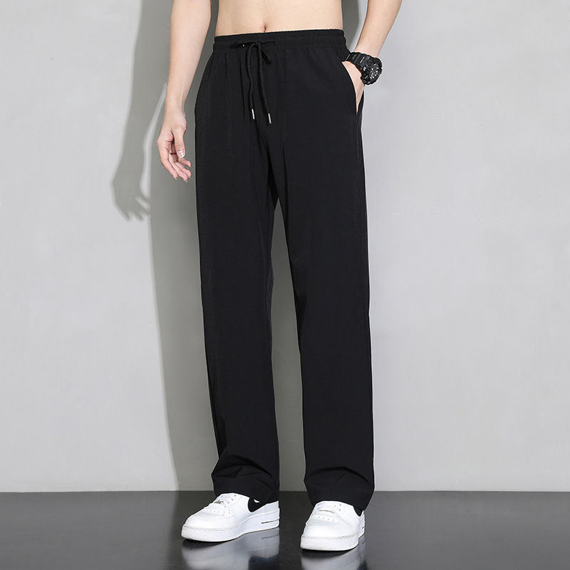 Summer Thin Wide-leg Pants Men's Straight Loose Breathable Nylon Dummy Ice Silk Pants Youth Men's Casual Sports Pants