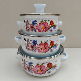 搪瓷珐琅锅双耳小锅迷你锅仔汤锅炖锅泡面学校食堂带饭加热锅便携