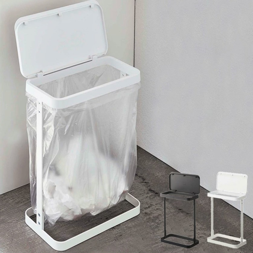 2025 new cross-border Japanese-style small iron trash rack for home kitchens, simple design, flip-top, hanging storage rack for living rooms