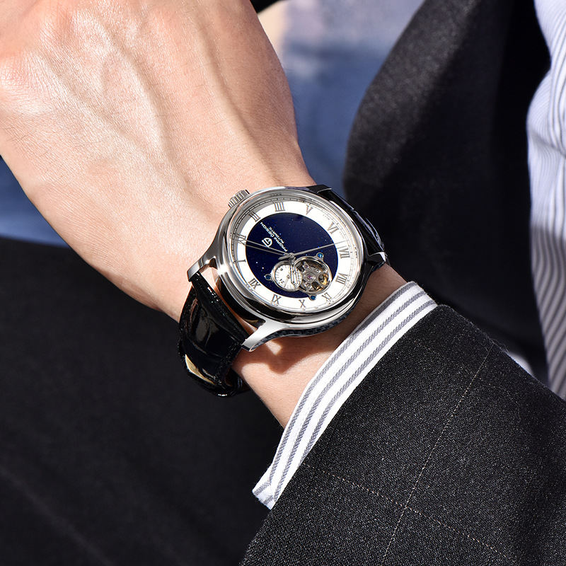 PAGANI DESIGN Reloj para hombre Reloj mecánico automático Reloj hueco de moda impermeable de acero inoxidable PDYS015