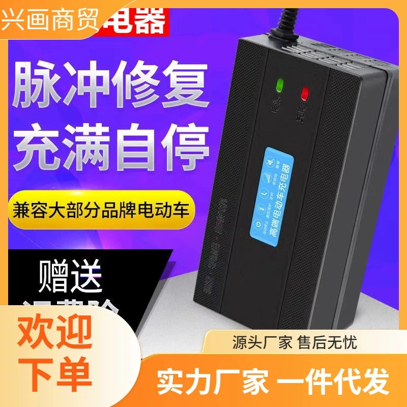 Фабрика прямых продаж автоматическое отключение питания электромобиля зарядное устройство для аккумуляторной батареи 48/60V/72V два раунда три колеса интеллектуального импульса