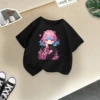 Black powder hair little girl short sleeves