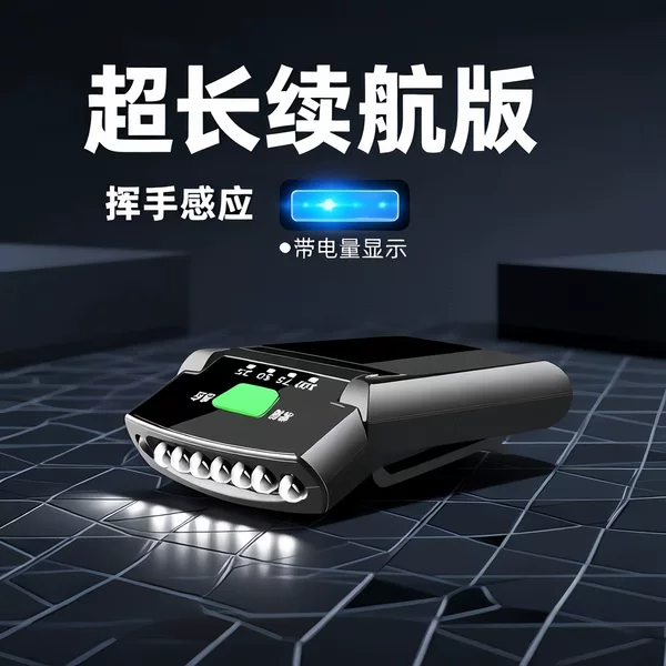 Hat Clip Headlamp, Sensor Clip-On Hat Lamp, Special for Night Fishing, Rechargeable, Lightweight, Battery Level Display, 20 Hours of Super Bright Night Fishing Light