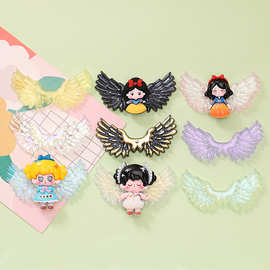 镀彩亚克力流光天使翅膀 diy奶油胶手机壳鞋扣发夹 树脂饰品配件