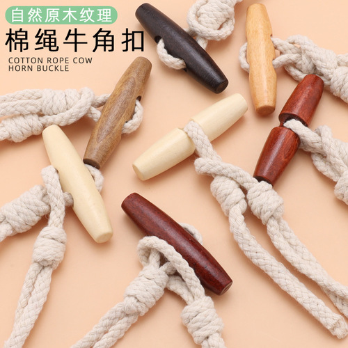 Cotton rope wooden olive buttons cashmere coat trench coat decorative clips sweater coat versatile hemp rope wooden buttons