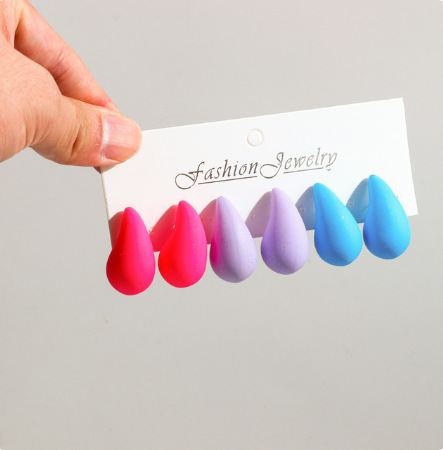 30g Weight Ear Studs Classification 3 Pairs Quantity Daily Occasion Acrylic Material Water Droplets Pattern Women's Gender Spray Paint Design IG Style, Simple Style Style 3 Pairs IG Style Simple Style Water Droplets Spray Paint Arylic Ear Studs 16