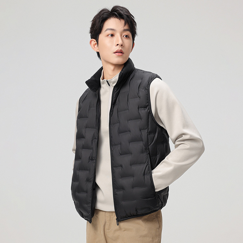 Chaleco de pluma de hombre de invierno de jóvenes de mediana edad Bo Mou Deng con chaqueta de hombro de chaqueta caliente gris para hombres coreanos