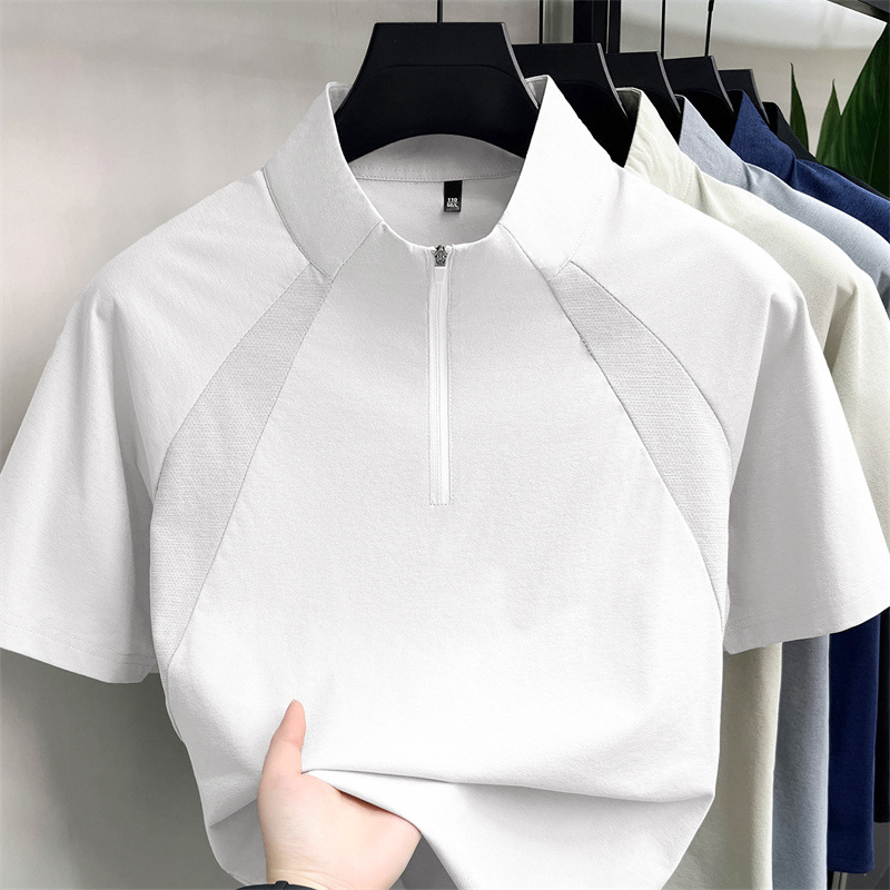 Desang Quick-Drying Fabric Men's Half-Zip Stand-Up Collar T-Shirt Summer Seamless Outdoor Sports Casual Solid Color Base Shirt Desang Quick-Drying Fabric Men's Half-Zip Stand-Up Collar T-Shirt Summer Seamless Outdoor Sports Casual Solid Color Base Shirt