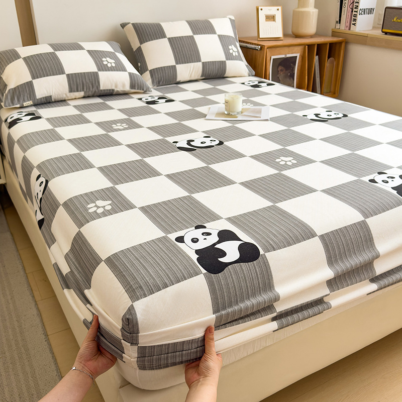Funda de cama cepillada de algodón cubierta protectora de colchón de una sola pieza 2024 nueva funda de cama impresa para una sola persona para todas las estaciones