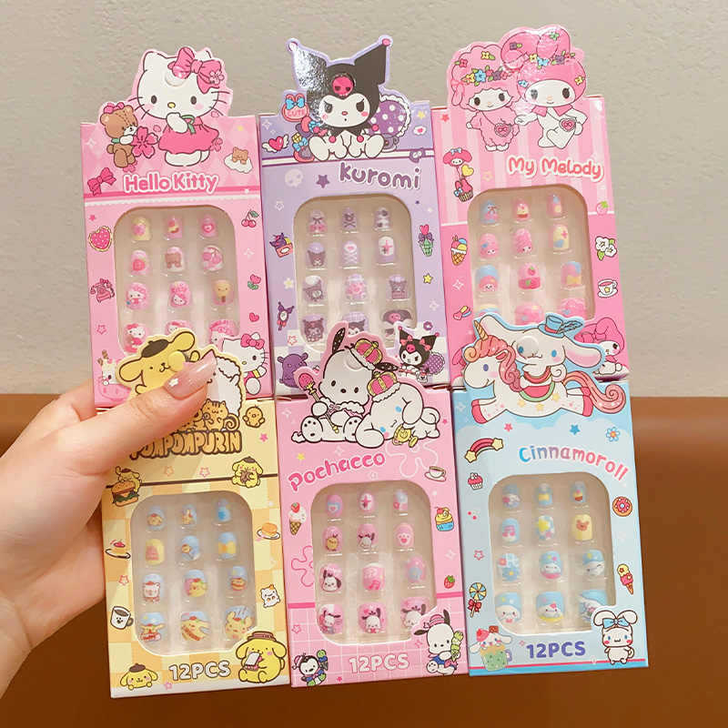 Cartoon Children's Nail Stickers for Girls, Cute and Fun Nail Stickers, Removable Nail Pieces for Girls, Sweet and Adorable Wearable Nails