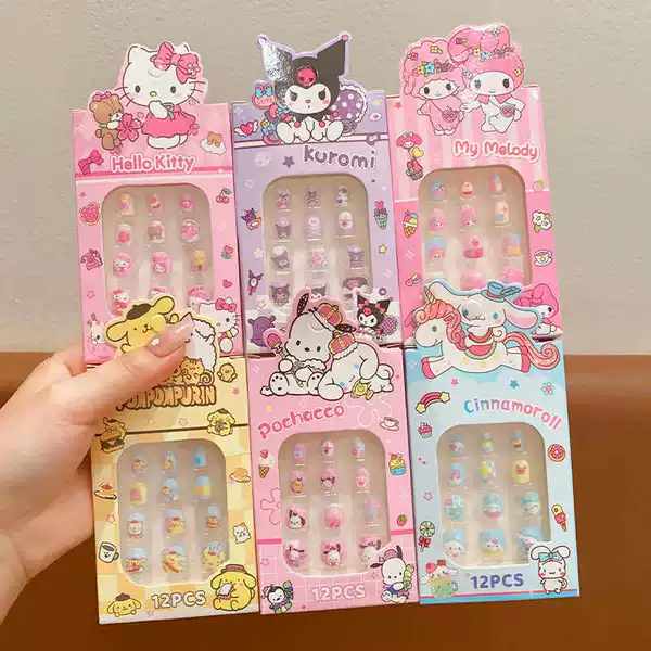 Cartoon Children's Nail Stickers for Girls, Cute and Fun Nail Stickers, Removable Nail Pieces for Girls, Sweet and Adorable Wearable Nails