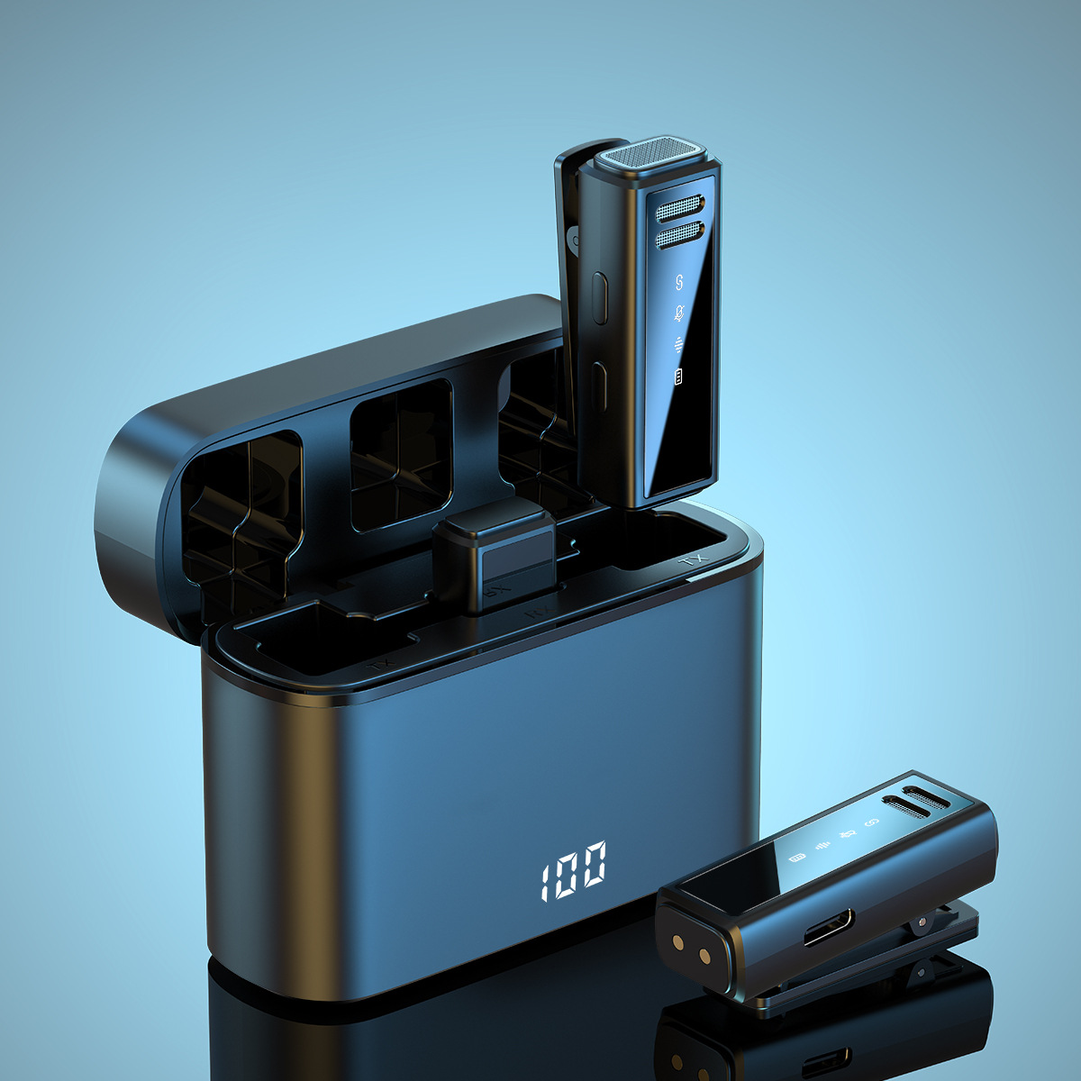 Nuevo micrófono de clip de cuello inalámbrico de reducción de ruido de modelo privado J88 uno para dos con pantalla digital de carga de almacén de teléfono móvil micrófono en vivo