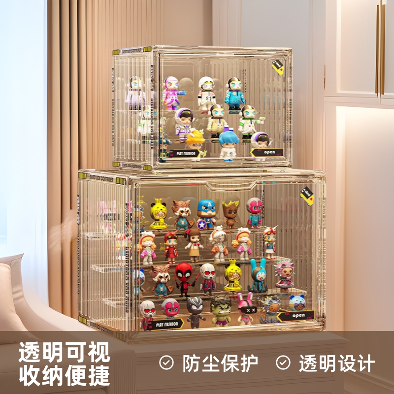 Caja ciega caja de exhibición de acrílico hecha a mano caja de almacenamiento de plástico caja de almacenamiento de madera de Lego de burbujas a prueba de polvo